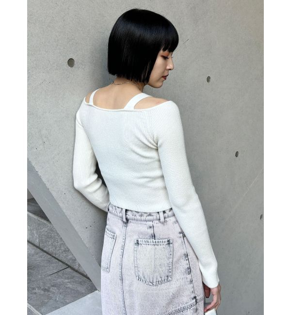 MURUA「ショルダーストラップダブルZIPニット」|ニット・セーター|