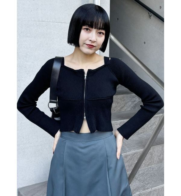 MURUA「ショルダーストラップダブルZIPニット」|ニット・セーター|