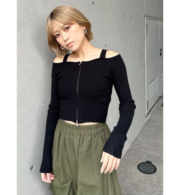 MURUA「ショルダーストラップダブルZIPニット」|ニット・セーター|