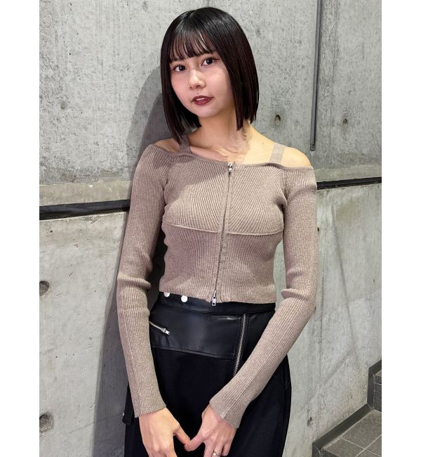 MURUA「ショルダーストラップダブルZIPニット」|ニット・セーター|