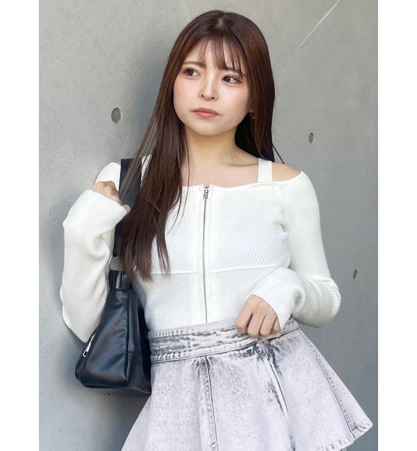 MURUA「ショルダーストラップダブルZIPニット」|ニット・セーター|