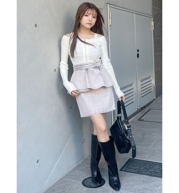 MURUA「ショルダーストラップダブルZIPニット」|ニット・セーター|