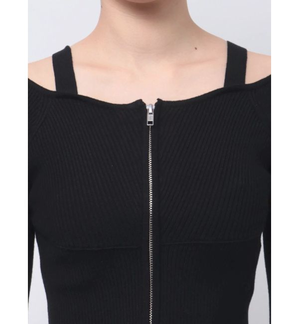 MURUA「ショルダーストラップダブルZIPニット」|ニット・セーター|