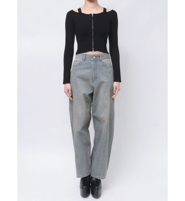 MURUA「ショルダーストラップダブルZIPニット」|ニット・セーター|