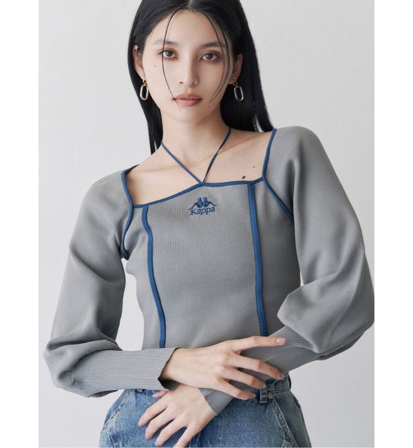 MURUA「【Kappa】トリミングリボンネックニット」|ニット・セーター|グレー