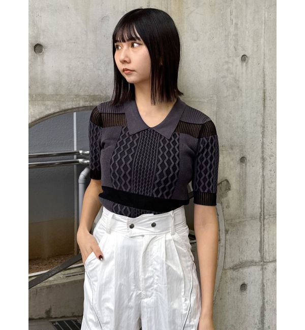 MURUA「シアーケーブルハーフニット」|ニット・セーター|