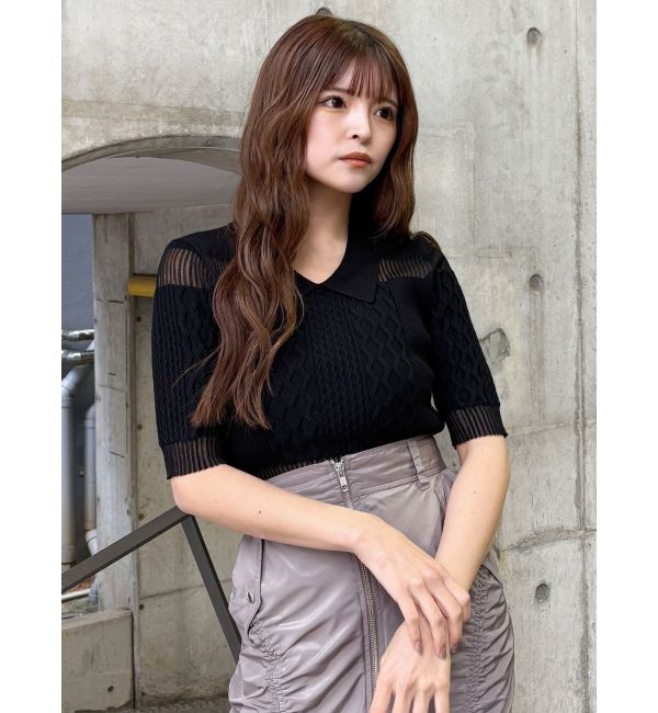 MURUA「シアーケーブルハーフニット」|ニット・セーター|