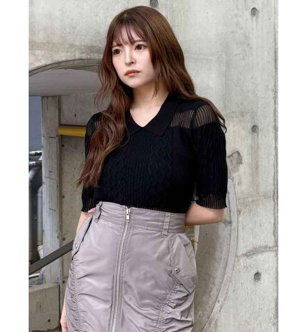 MURUA「シアーケーブルハーフニット」|ニット・セーター|