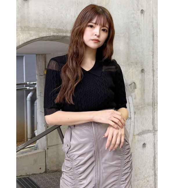 MURUA「シアーケーブルハーフニット」|ニット・セーター|
