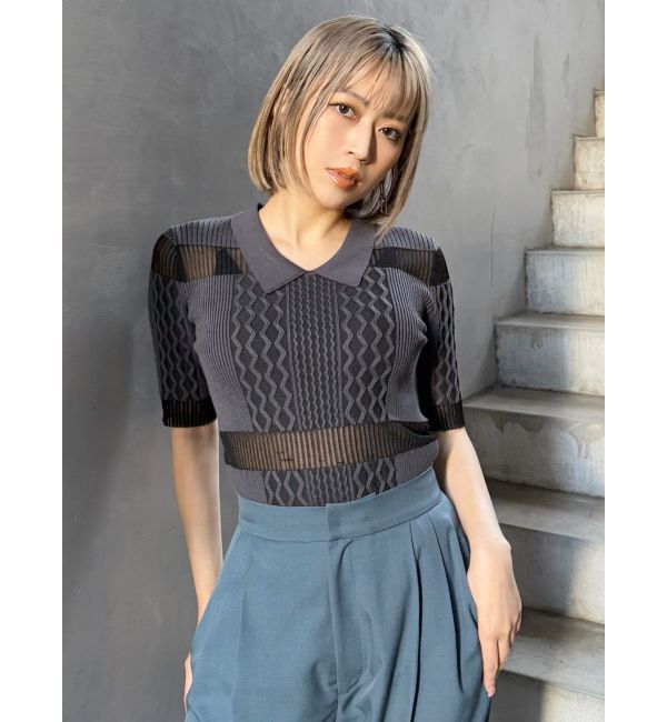 MURUA「シアーケーブルハーフニット」|ニット・セーター|