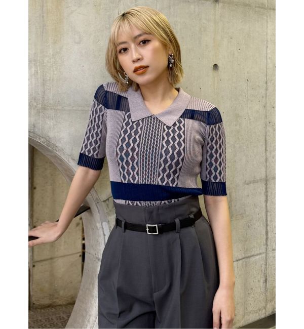 MURUA「シアーケーブルハーフニット」|ニット・セーター|