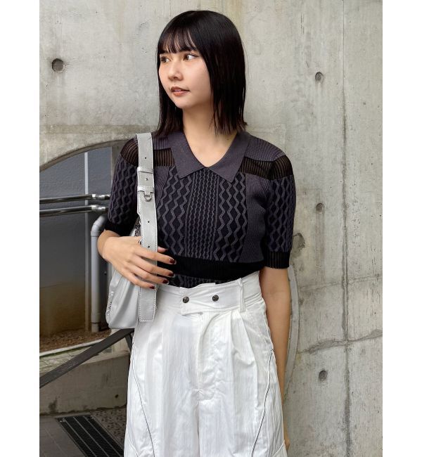 MURUA「シアーケーブルハーフニット」|ニット・セーター|