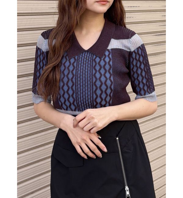 MURUA「シアーケーブルハーフニット」|ニット・セーター|ブラウン