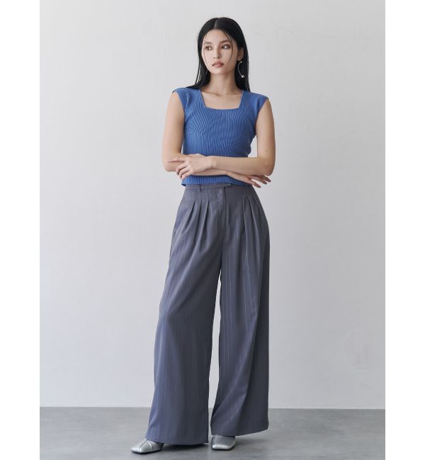 MURUA「ラメピンストライプタックワイドパンツ」|その他|