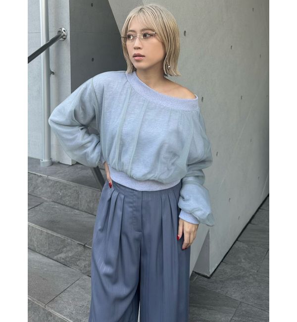 MURUA「ラメピンストライプタックワイドパンツ」|その他|