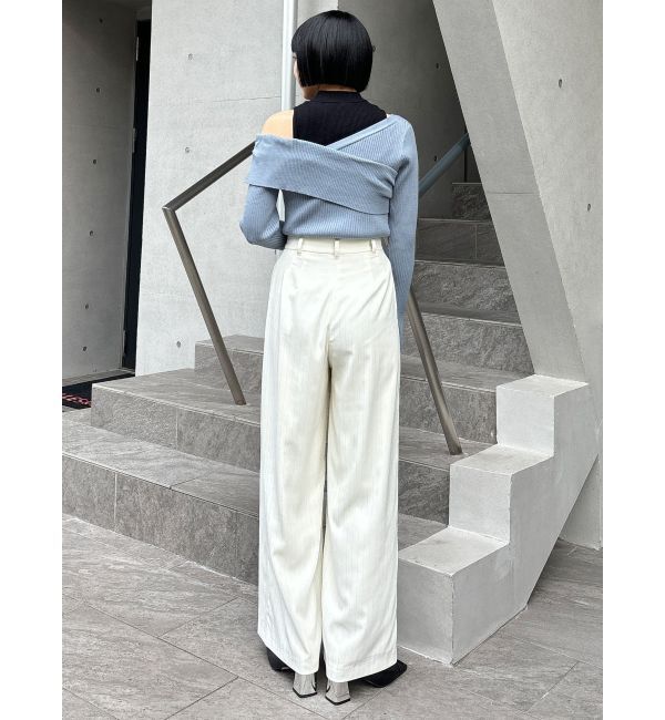 MURUA「ラメピンストライプタックワイドパンツ」|その他|