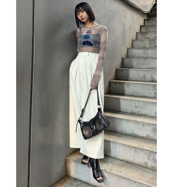 MURUA「ラメピンストライプタックワイドパンツ」|その他|