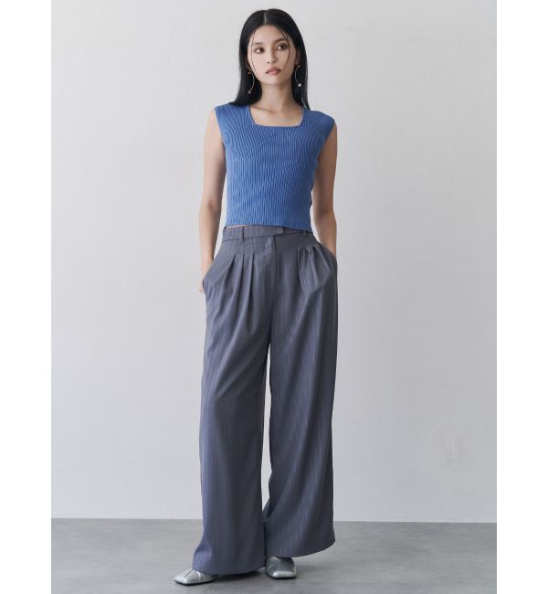 MURUA「ラメピンストライプタックワイドパンツ」|その他|