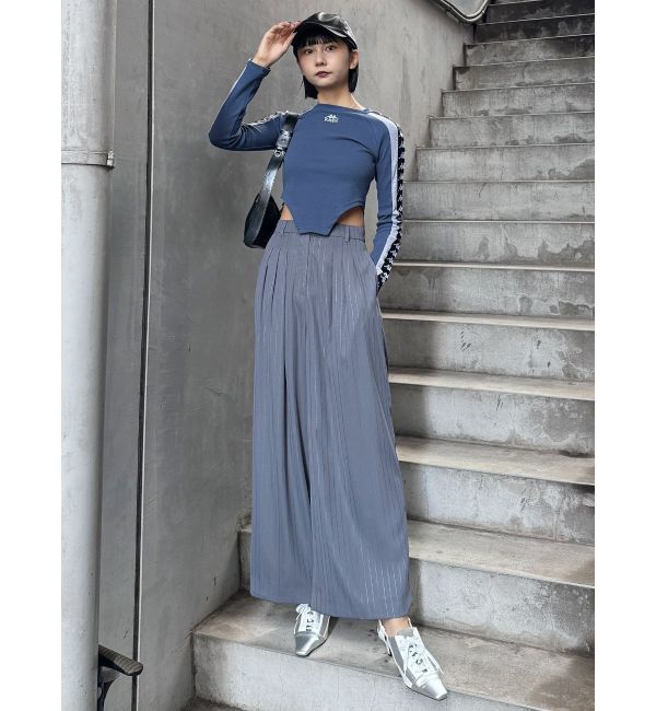 MURUA「ラメピンストライプタックワイドパンツ」|その他|