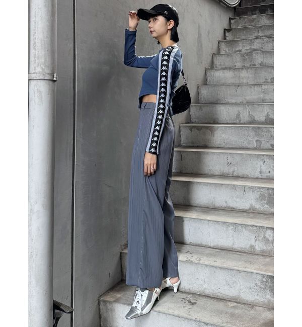 MURUA「ラメピンストライプタックワイドパンツ」|その他|