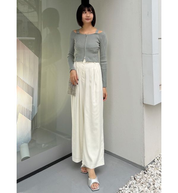 MURUA「ラメピンストライプタックワイドパンツ」|その他|