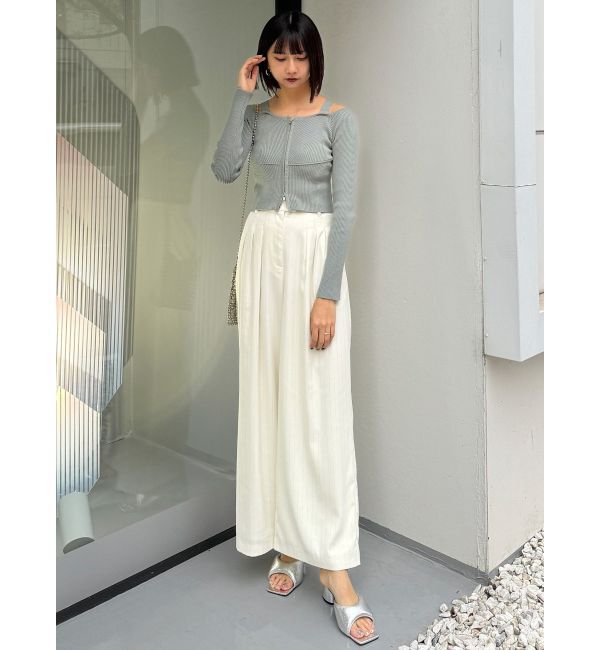 MURUA「ラメピンストライプタックワイドパンツ」|その他|