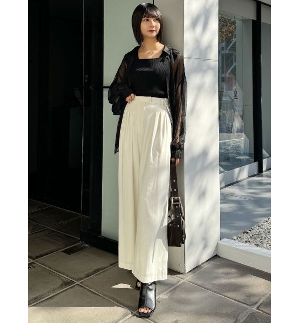 MURUA「ラメピンストライプタックワイドパンツ」|その他|