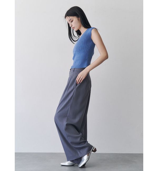 MURUA「ラメピンストライプタックワイドパンツ」|その他|