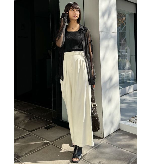 MURUA「ラメピンストライプタックワイドパンツ」|その他|