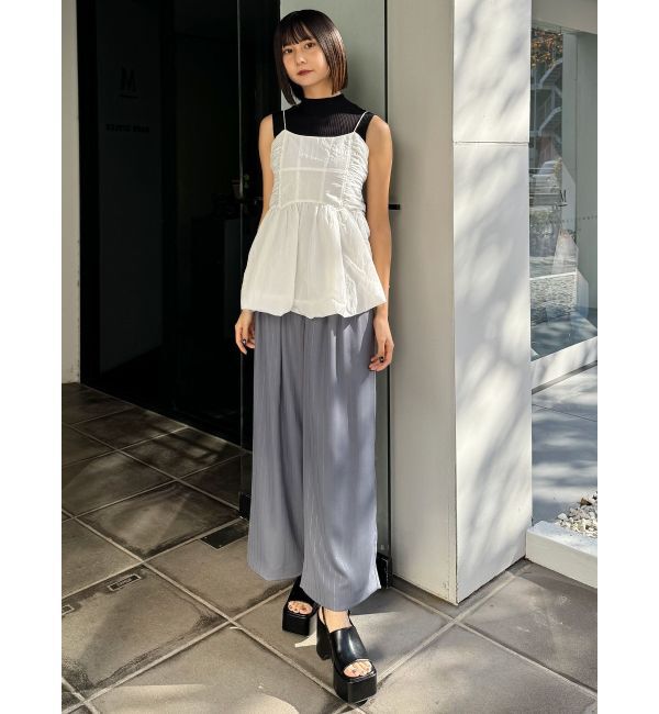 MURUA「ラメピンストライプタックワイドパンツ」|その他|