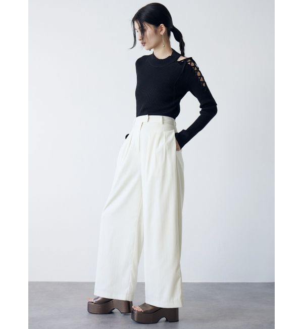 MURUA「ラメピンストライプタックワイドパンツ」|その他|