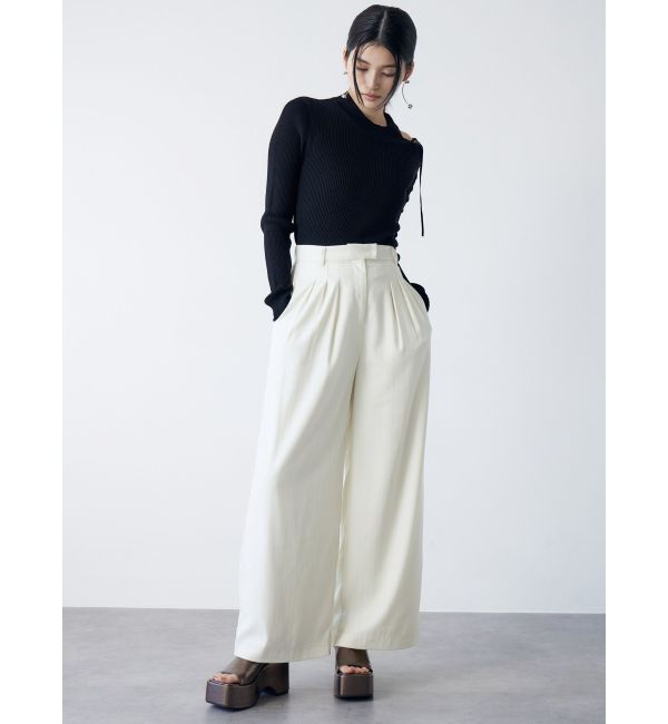 MURUA「ラメピンストライプタックワイドパンツ」|その他|