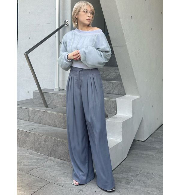 MURUA「ラメピンストライプタックワイドパンツ」|その他|