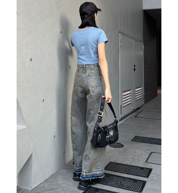 MURUA「パターンヴィンテージライクワイドデニム」|デニム|