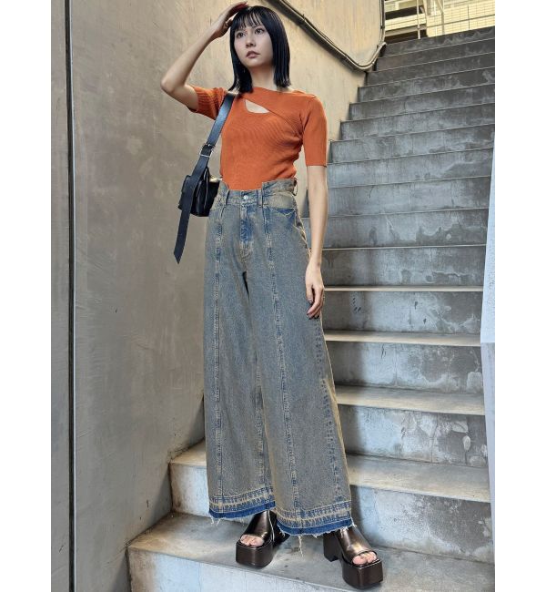 MURUA「パターンヴィンテージライクワイドデニム」|デニム|