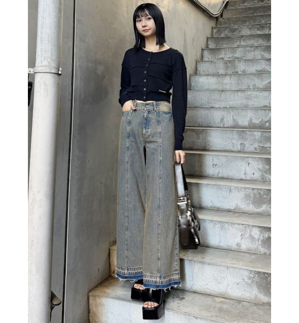 MURUA「パターンヴィンテージライクワイドデニム」|デニム|