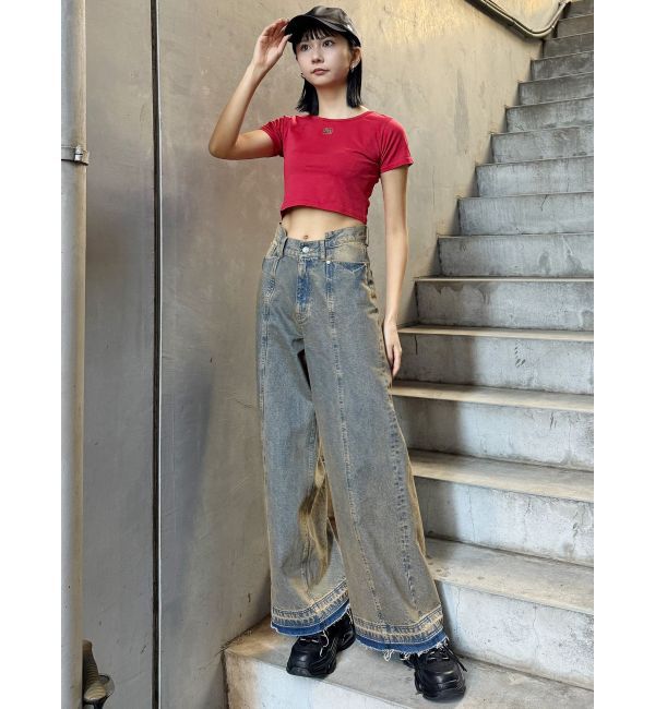 MURUA「パターンヴィンテージライクワイドデニム」|デニム|