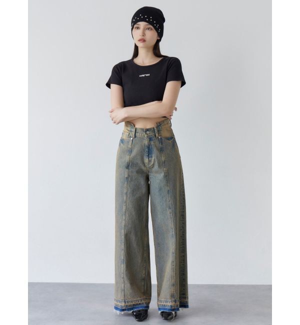 MURUA「パターンヴィンテージライクワイドデニム」|デニム|