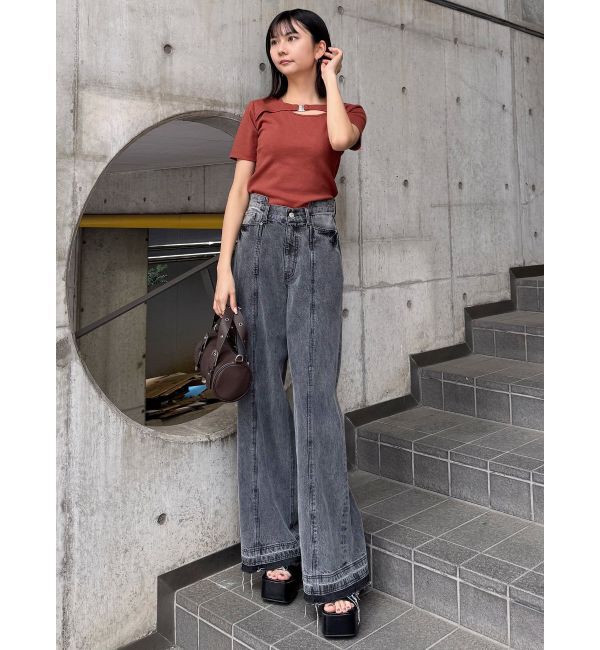 MURUA「パターンヴィンテージライクワイドデニム」|デニム|