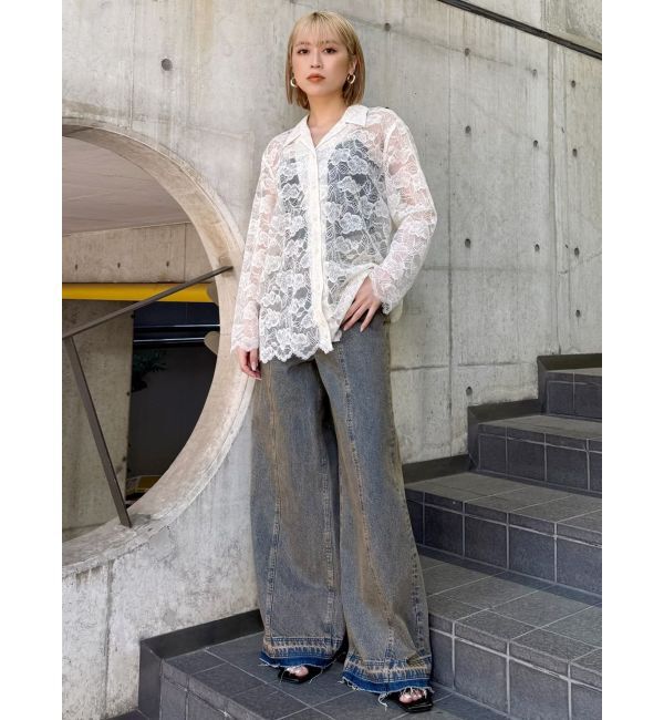 MURUA「パターンヴィンテージライクワイドデニム」|デニム|