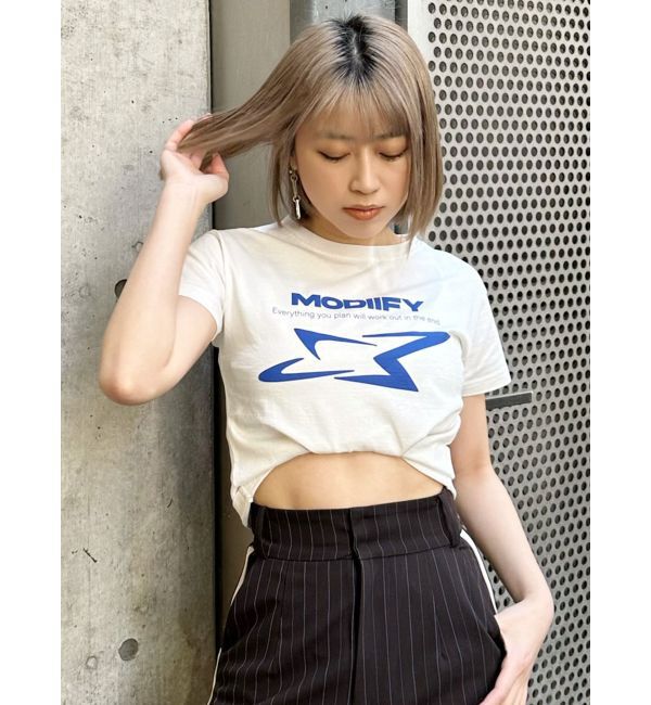 MURUA「シャープモチーフクロップドTシャツ」|Tシャツ・カットソー|