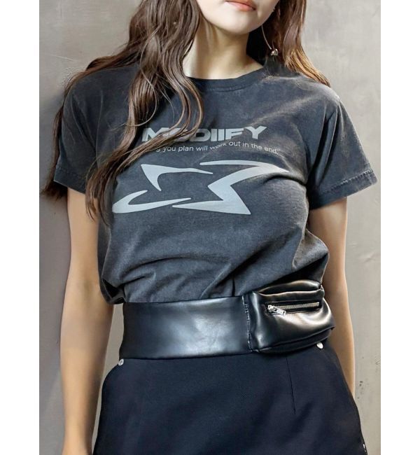 MURUA「シャープモチーフクロップドTシャツ」|Tシャツ・カットソー|ブラック