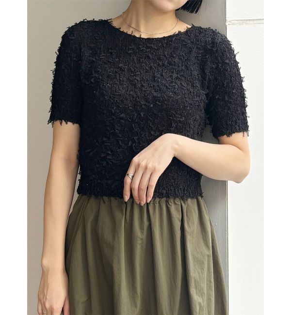 MURUA「テープヤーンハーフスリーブニット」|ニット・セーター|ブラック