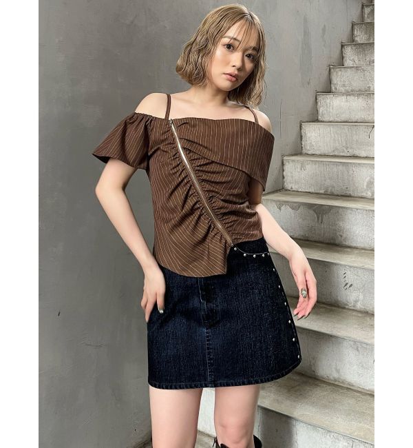 MURUA「フロッキーデニムミニスカート」|スカート|