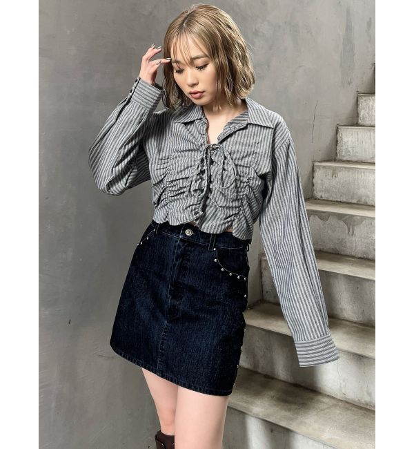 MURUA「フロッキーデニムミニスカート」|スカート|