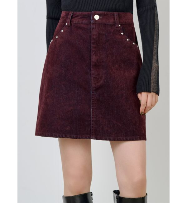 MURUA「フロッキーデニムミニスカート」|スカート|ボルドー