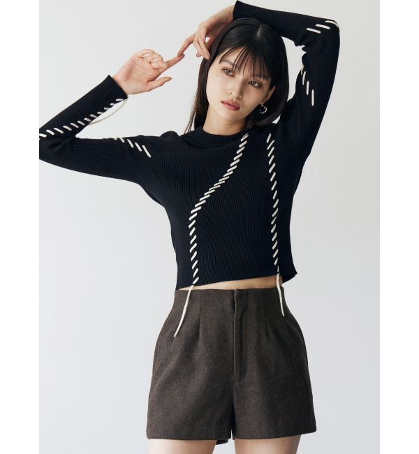 MURUA「ステッチリブニット」|ニット・セーター|ブラック
