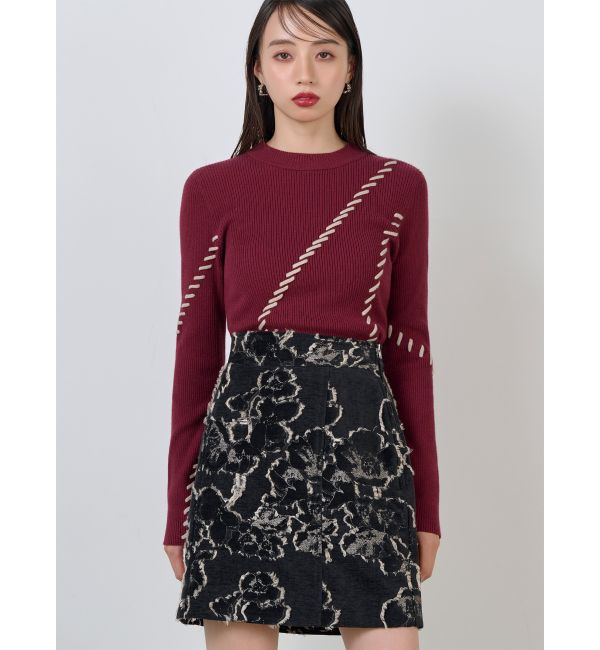 MURUA「ステッチリブニット」|ニット・セーター|ボルドー