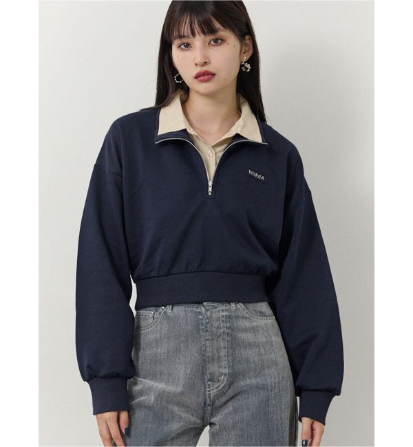 MURUA「シャツレイヤードハーフジップスウェット」|スウェット・ジャージ|ネイビー