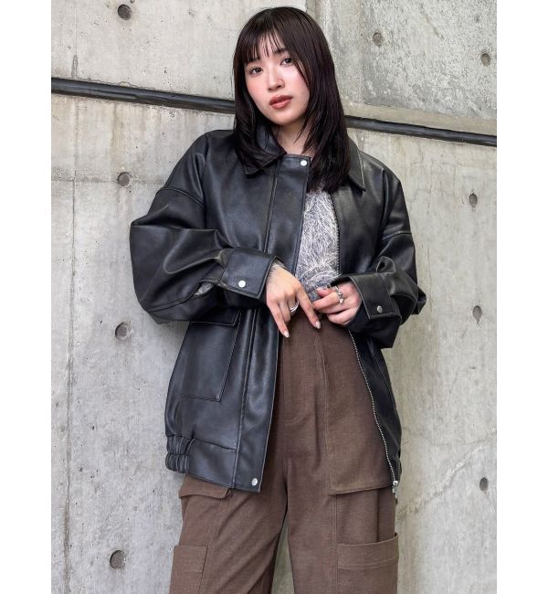 MURUA「ヴィンテージフェイクレザーブルゾン」|ブルゾン・スタジャン|